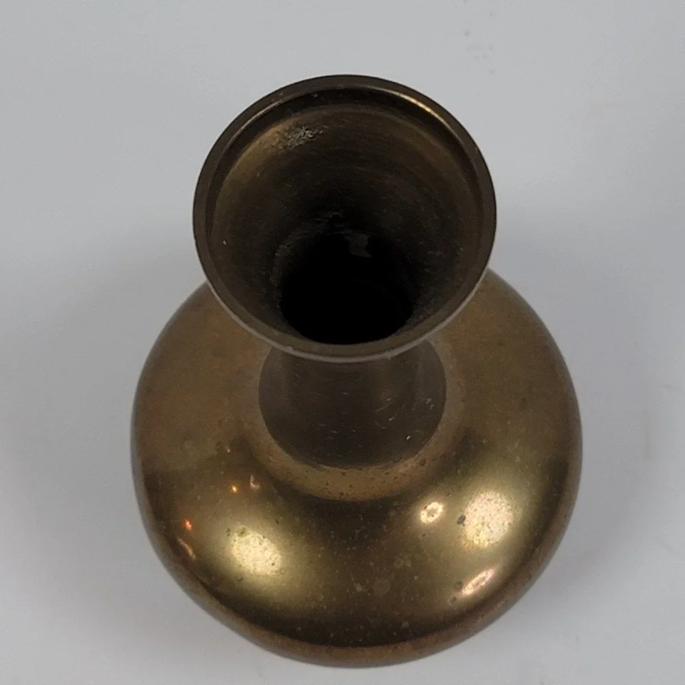 Vintage Solid Brass Bud Vase Small Decorative Flared Rim Vase 4.75 Inch